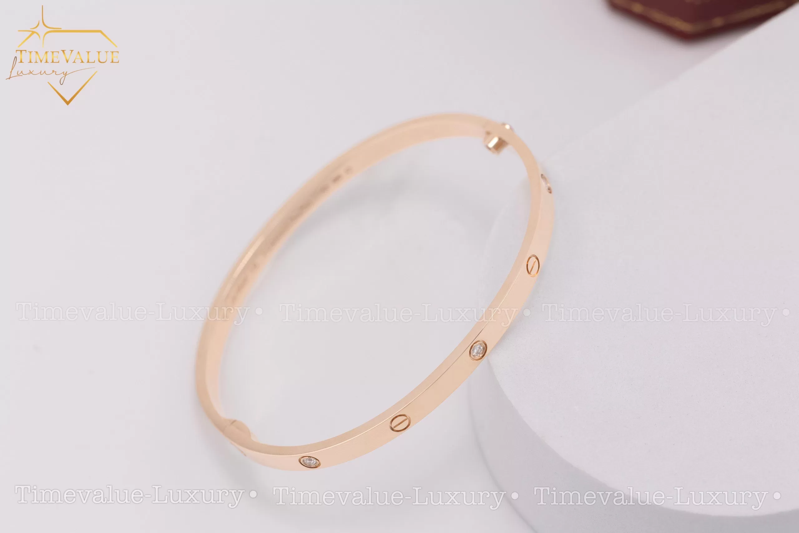 lắc cartier 6 hột kim bản nhỏ 02