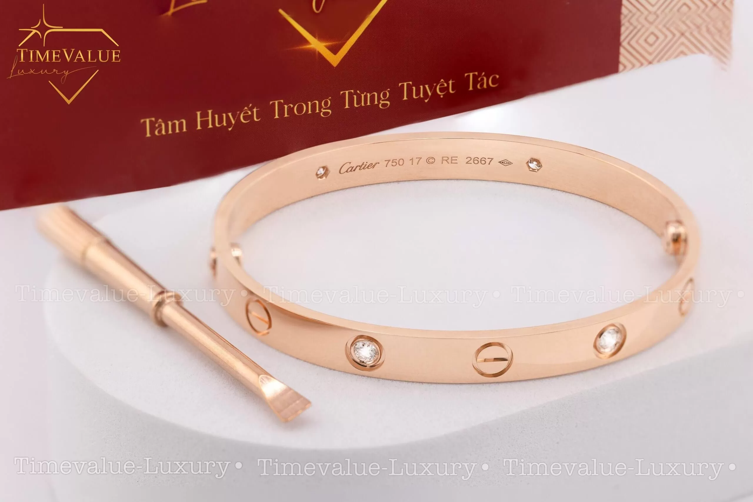 lắc tay cartier 4 hột kim 01 